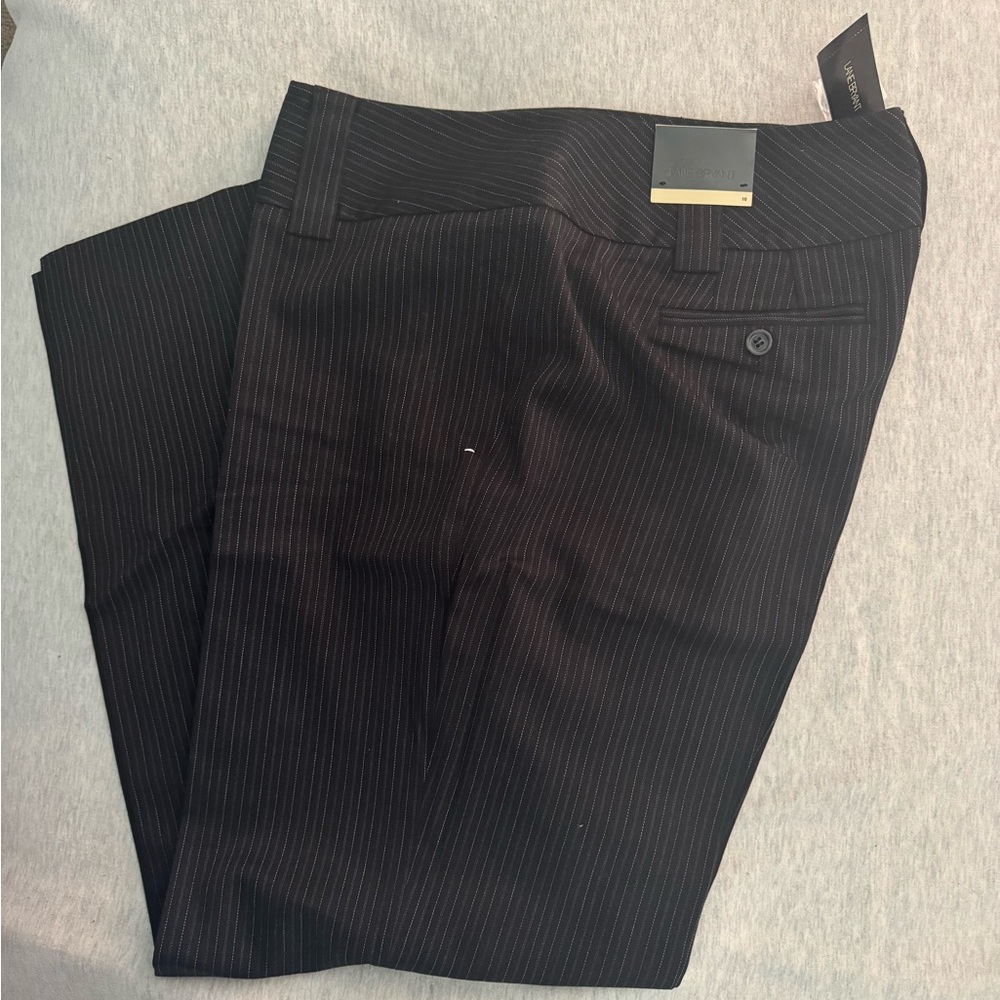 Lane Bryant Black with white and blue Pinstripe Trousers